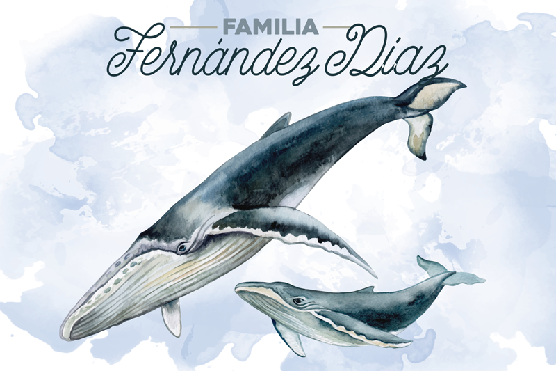 Whale family fish placemats - TenStickers