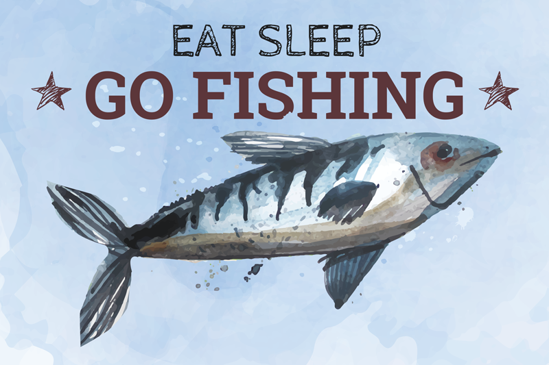 Eat sleep go fishing fish placemats - TenStickers