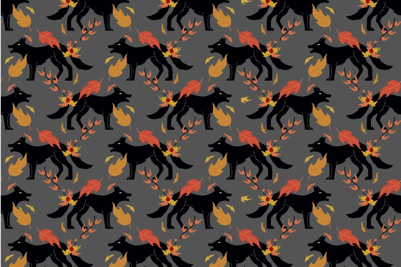 Halloween placemats foxes with flames - TenStickers