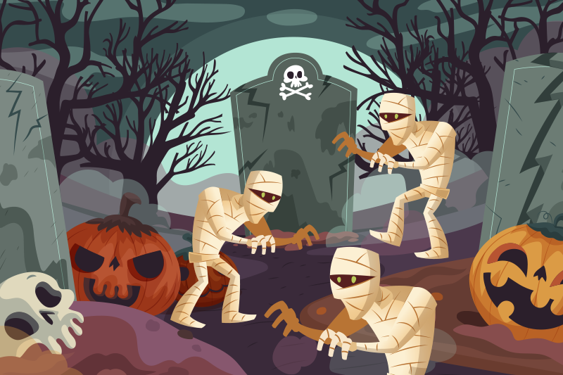 Halloween placemats mummies rising from the grave - TenStickers