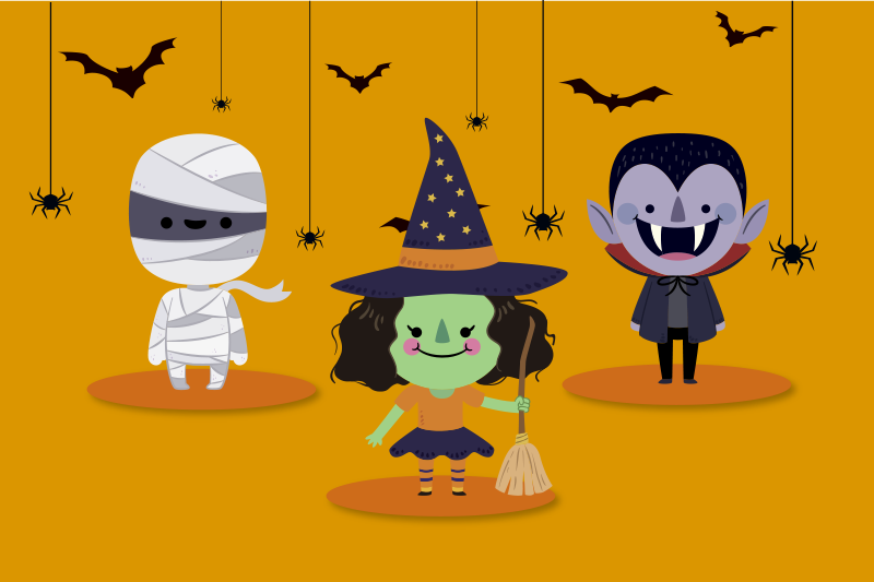 Halloween placemats featuring playful spooky characters - TenStickers