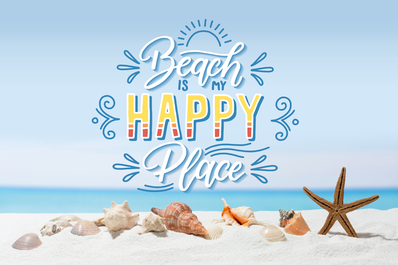 Quote placemats beach joyful retreat - TenStickers