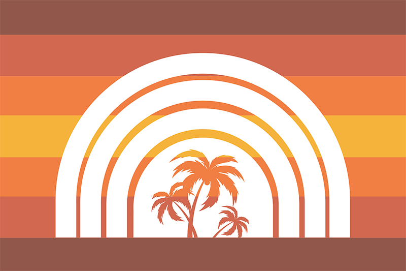 Retro sunset and palms 70's sun placemats - TenStickers