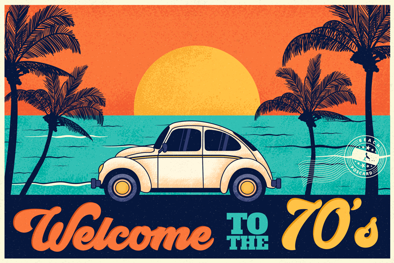 Elegant placemats retro 70's coastal vibes - TenStickers