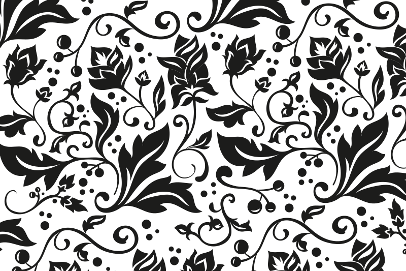 Textured placemats floral black design - TenStickers