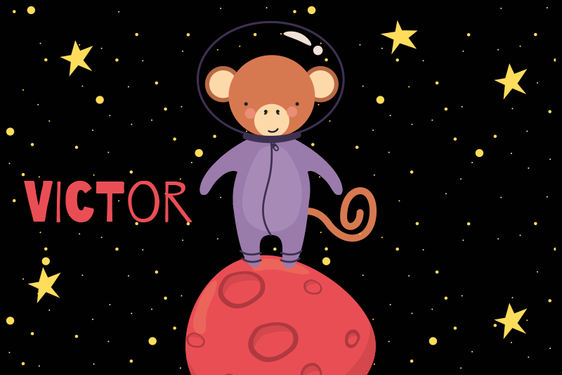 Children placemats monkey astronaut adventure - TenStickers