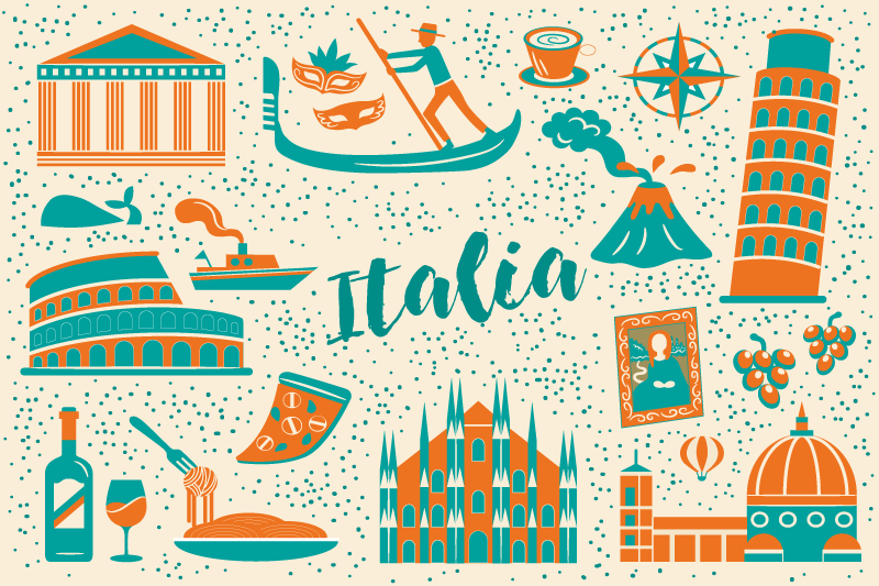 Original placemats culinary italian scene - TenStickers