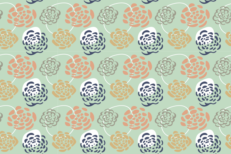 Colorful flowers green background placemats - TenStickers