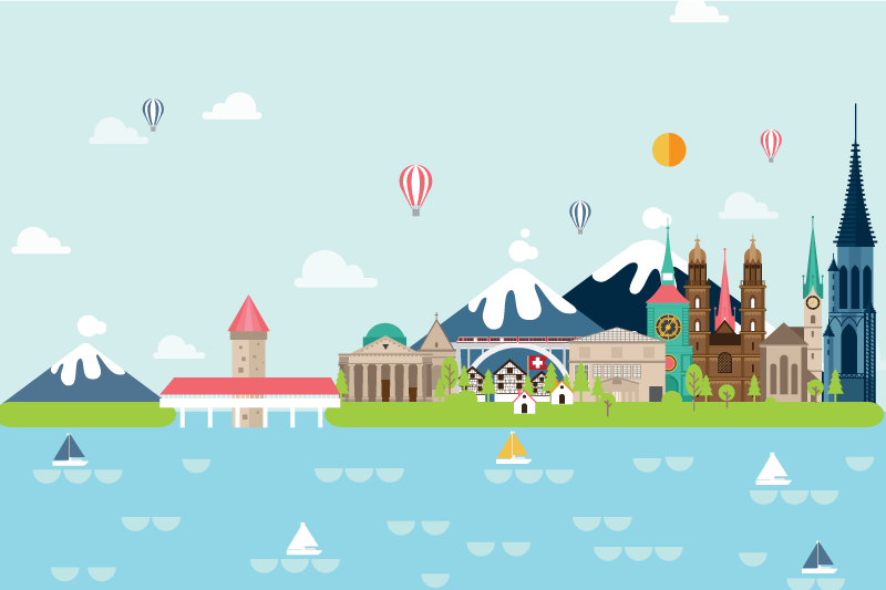 Original placemats colorful city skyline design - TenStickers