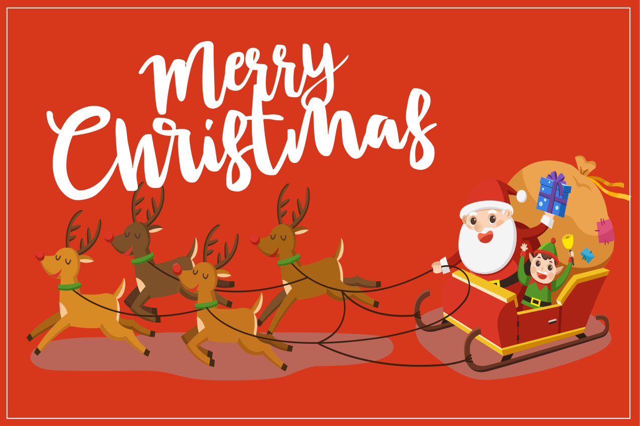 Santa and reindeer red Christmas placemats - TenStickers