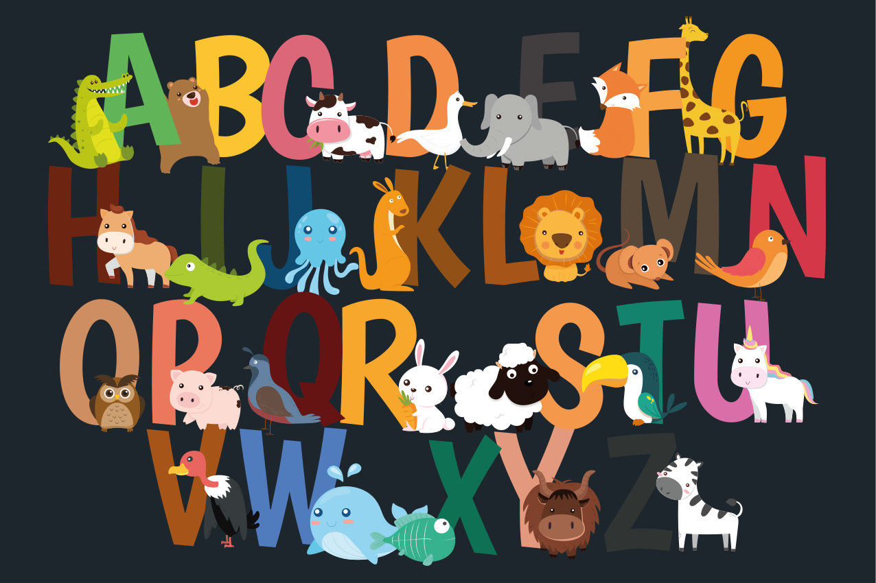 Children placemats with alphabet animal characters - TenStickers