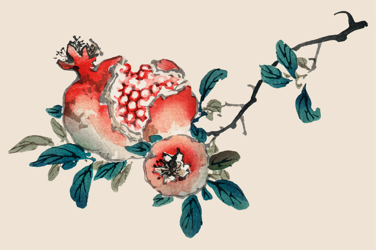 Original placemats pomegranate floral design - TenStickers