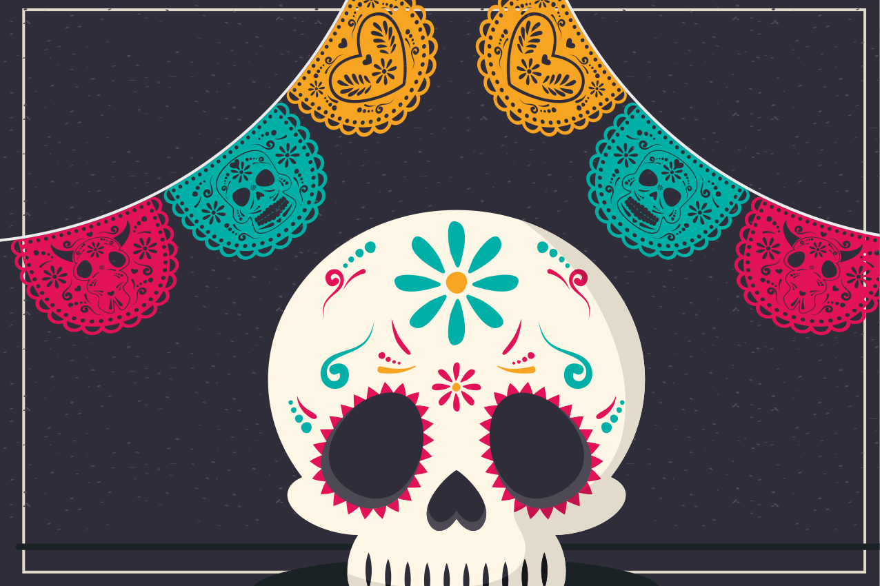 Halloween placemats colorful skull banner - TenStickers