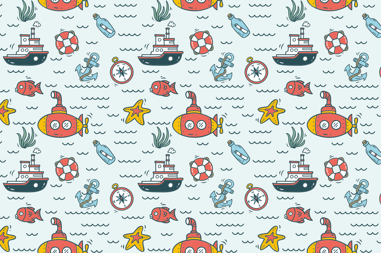 Colorful sailboats pattern nautical kids placemat - TenStickers
