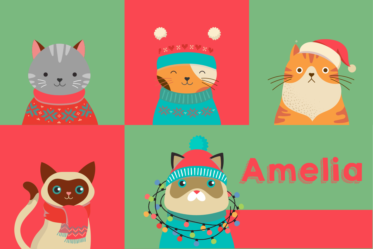 Children placemats cute cartoon cats - TenStickers