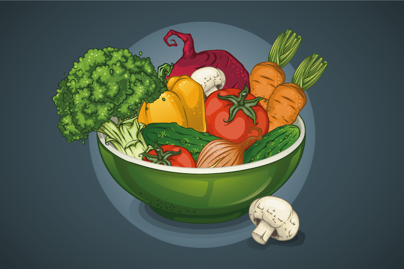 Original placemats colorful vegetable bowl - TenStickers