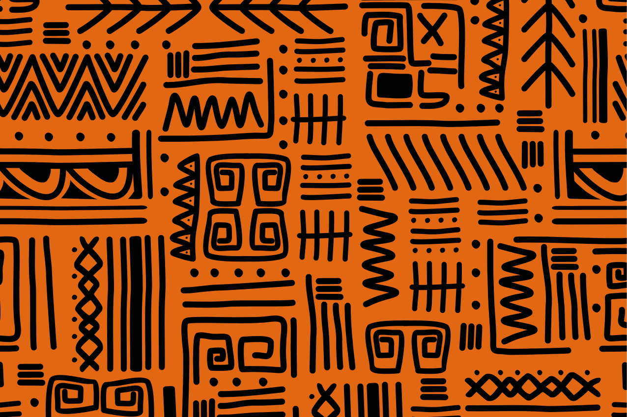 Black/orange ethnic African textured placemat - TenStickers
