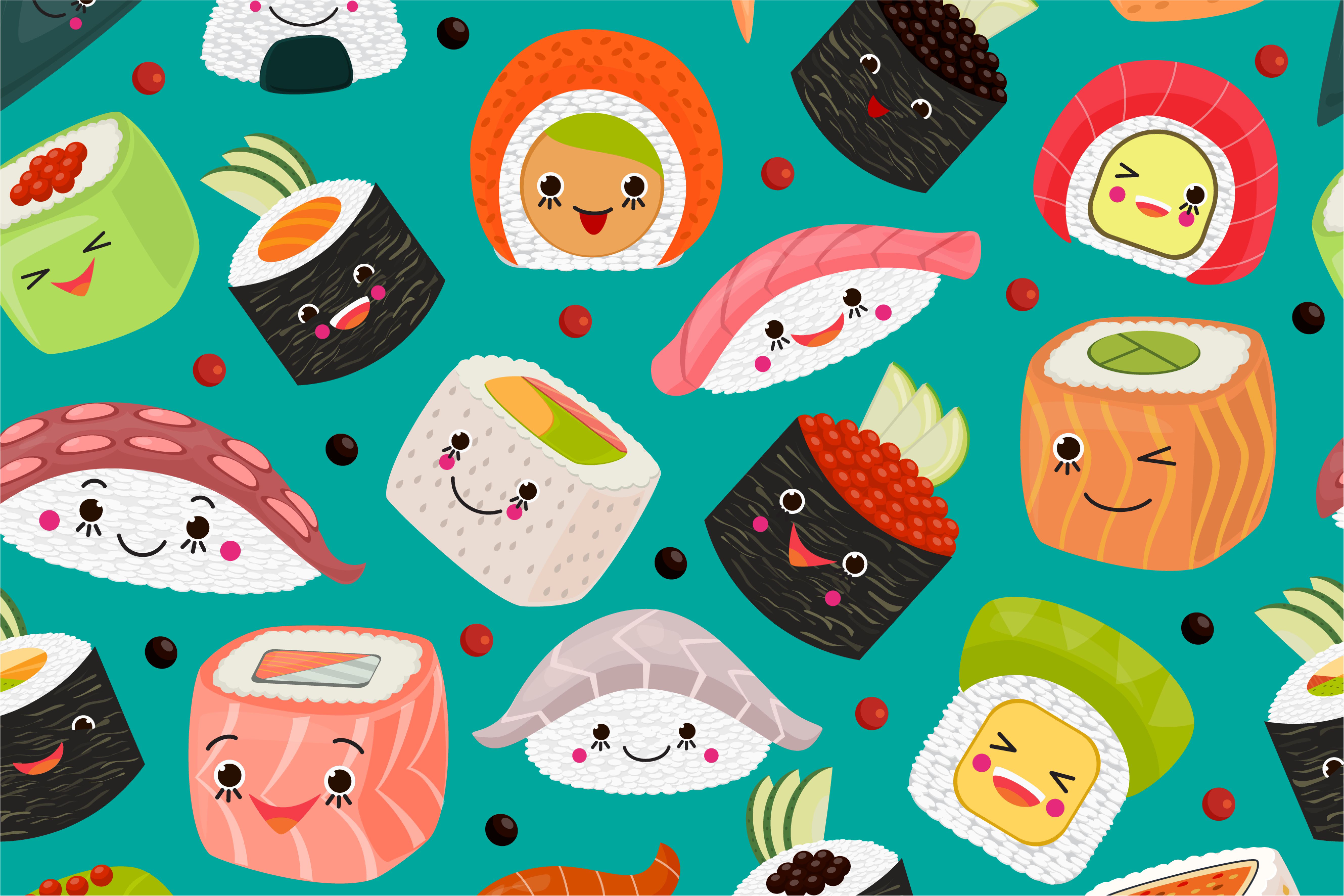 Children placemats cute sushi designs - TenStickers