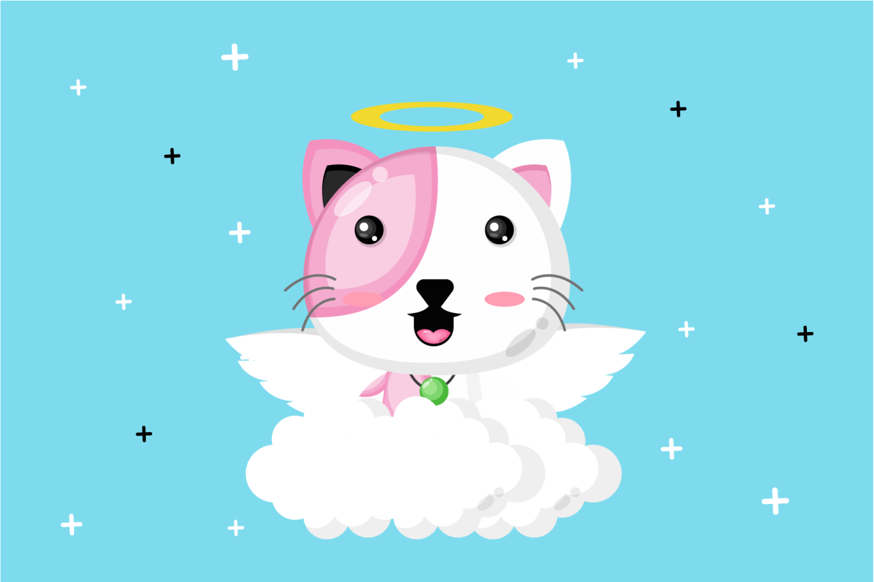 Children placemats cute cat angel - TenStickers