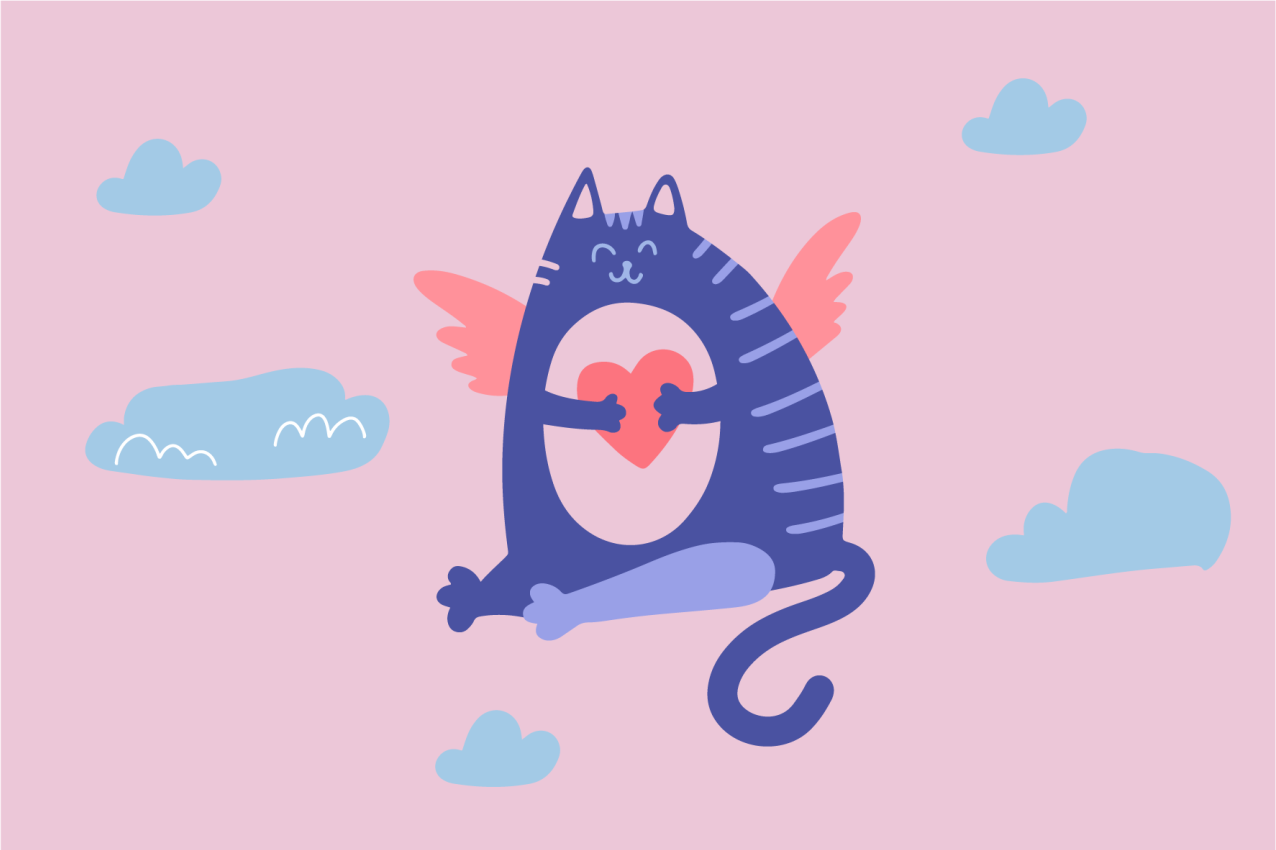 Lovely flying cat children placemats - TenStickers