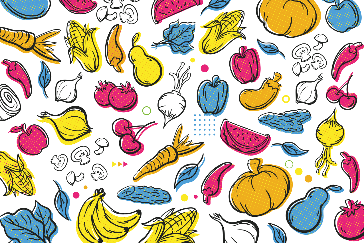 Original placemats colorful vegetable designs - TenStickers