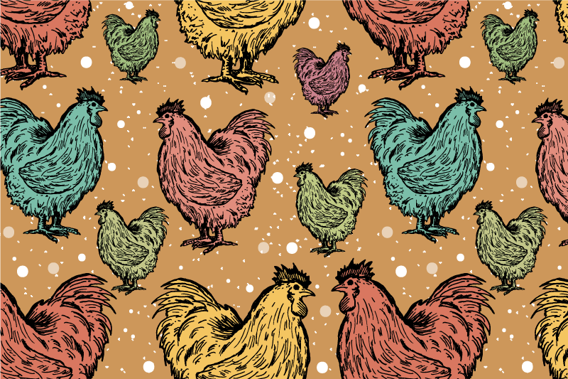 Original placemats colorful chicken design - TenStickers