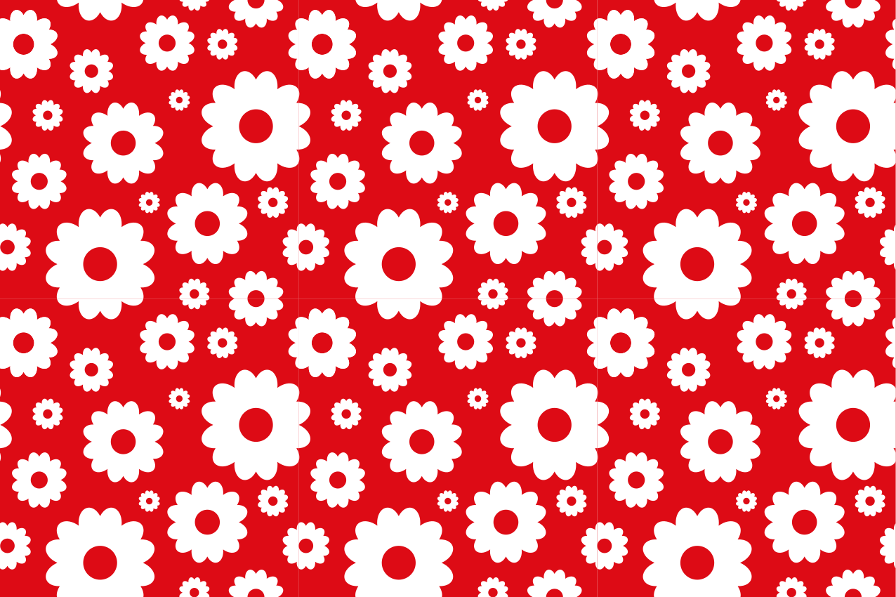 White daisies on red background Vinyl placemats - TenStickers