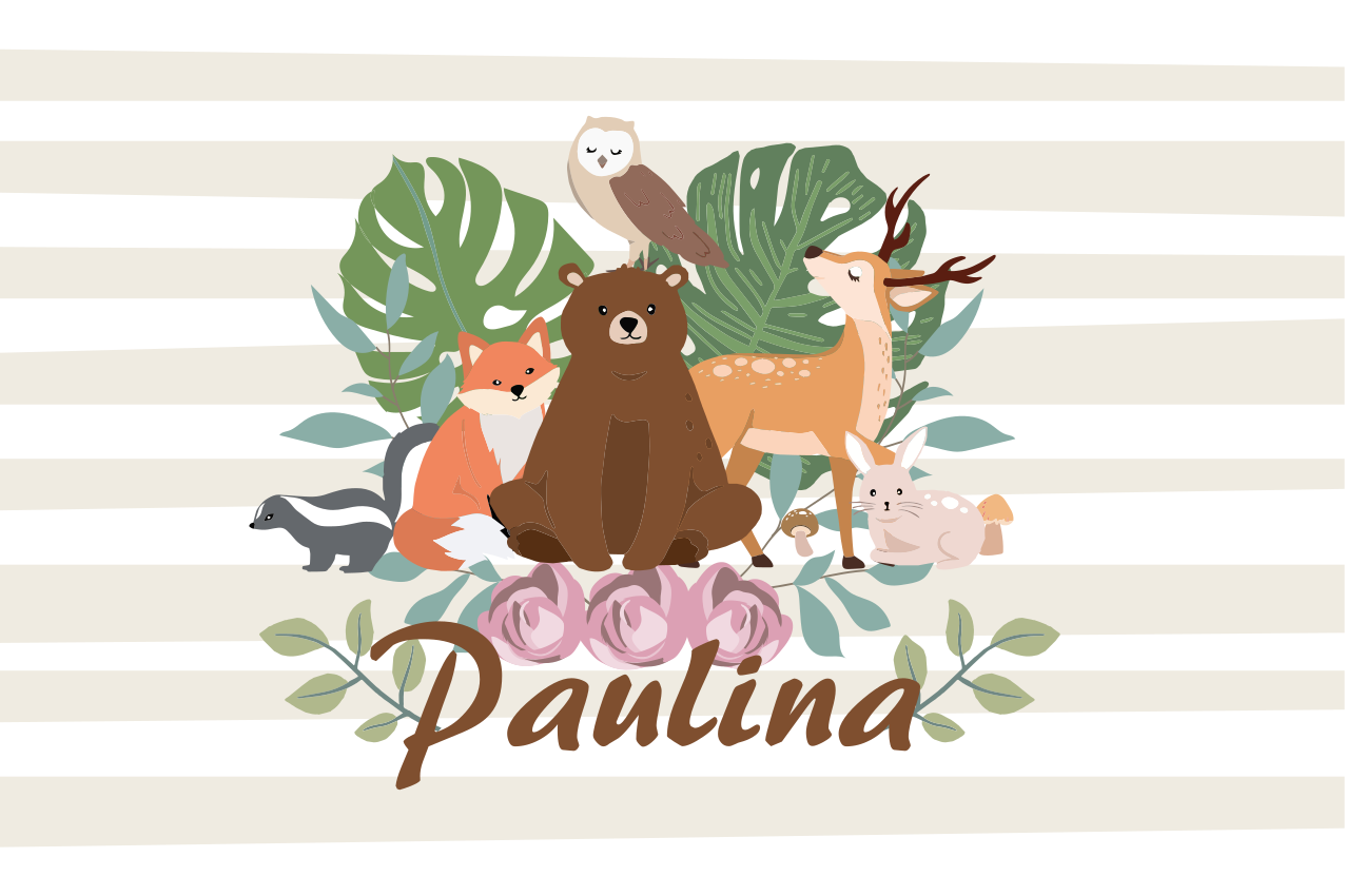 Children placemats whimsical animal gathering - TenStickers