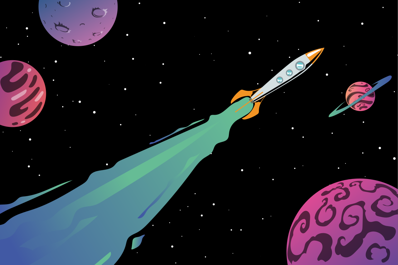 Children placemats rocket launch adventure - TenStickers