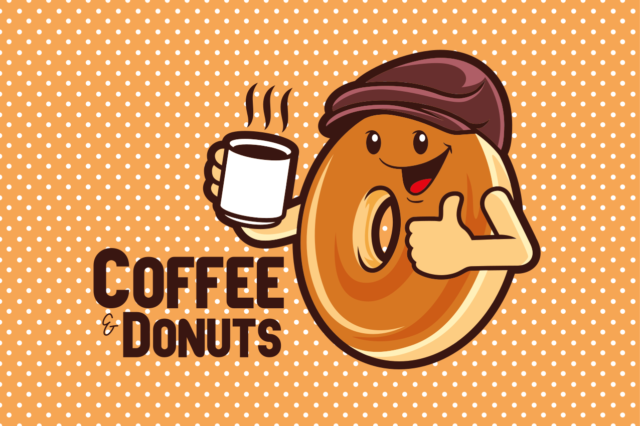 Children placemats happy doughnut character - TenStickers