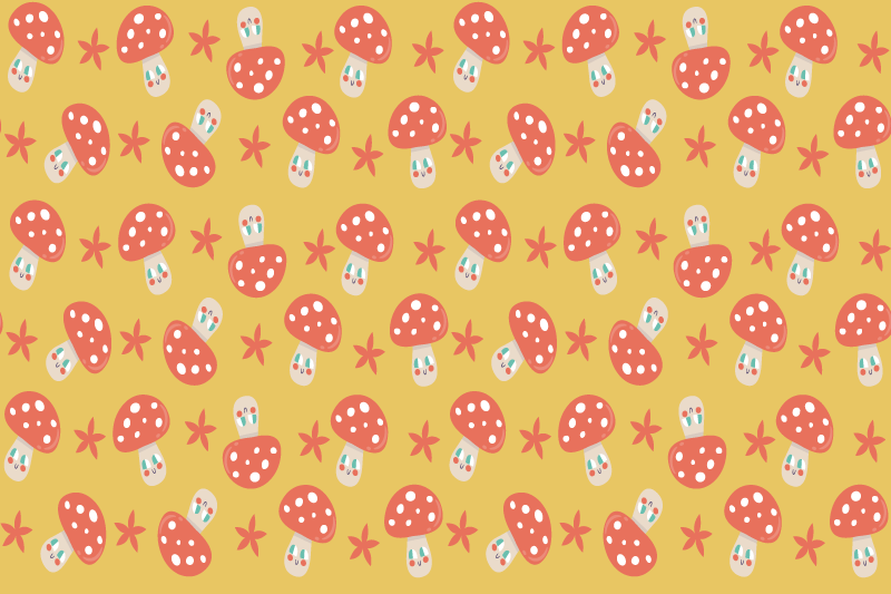 Yellow with mushroom pattern children placemats - TenStickers