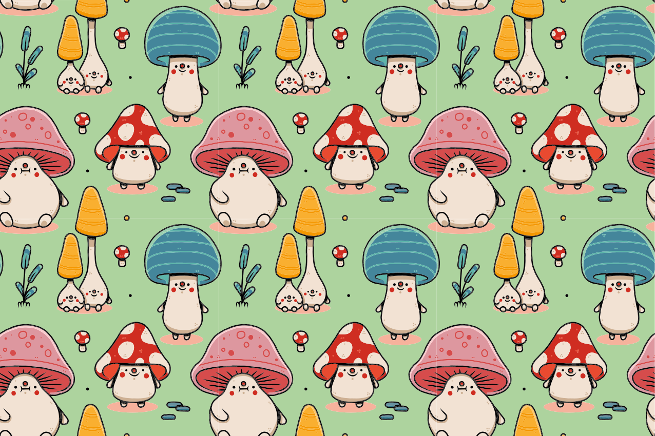 Children placemats with adorable mushroom friends - TenStickers
