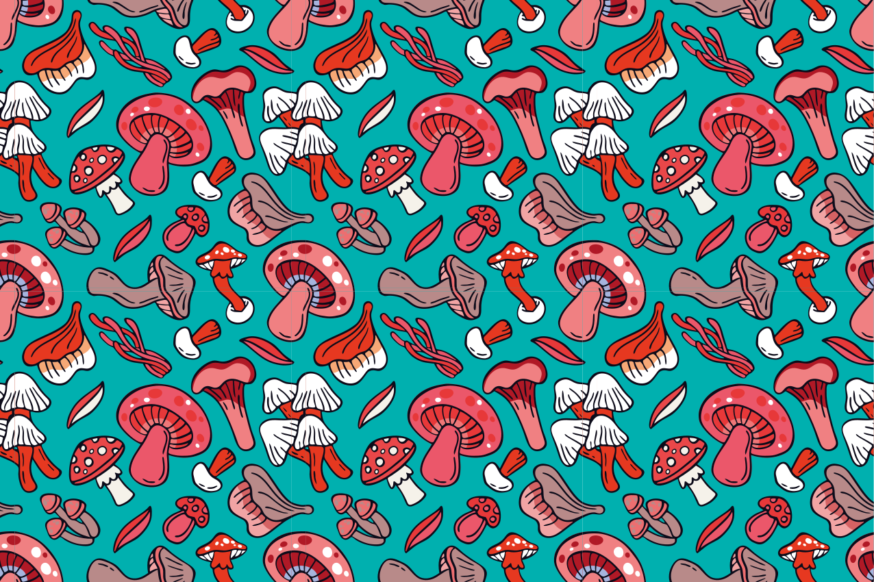 Original placemats lively mushroom design - TenStickers