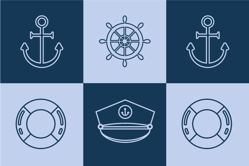 Marine symbols tiles restaurant placemats - TenStickers