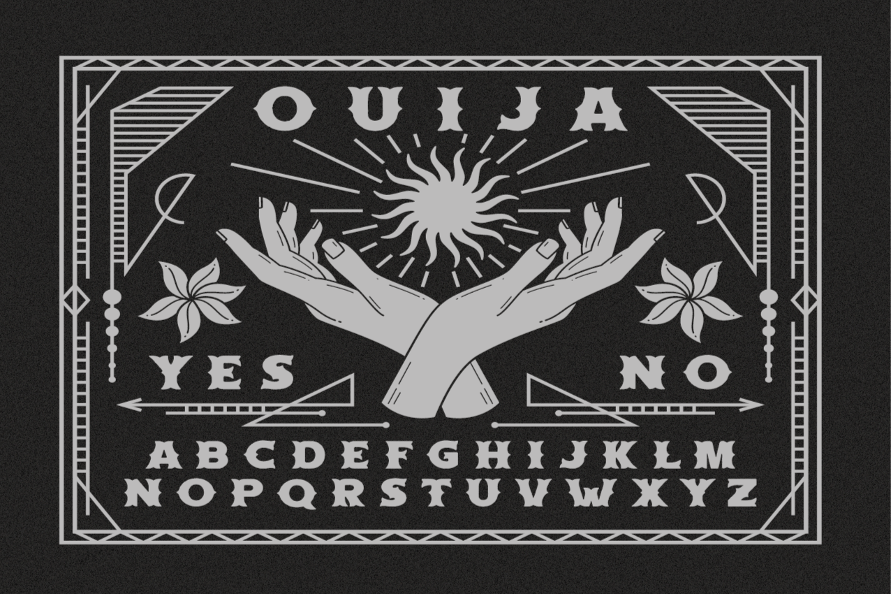 Quote placemats ouija board hands - TenStickers