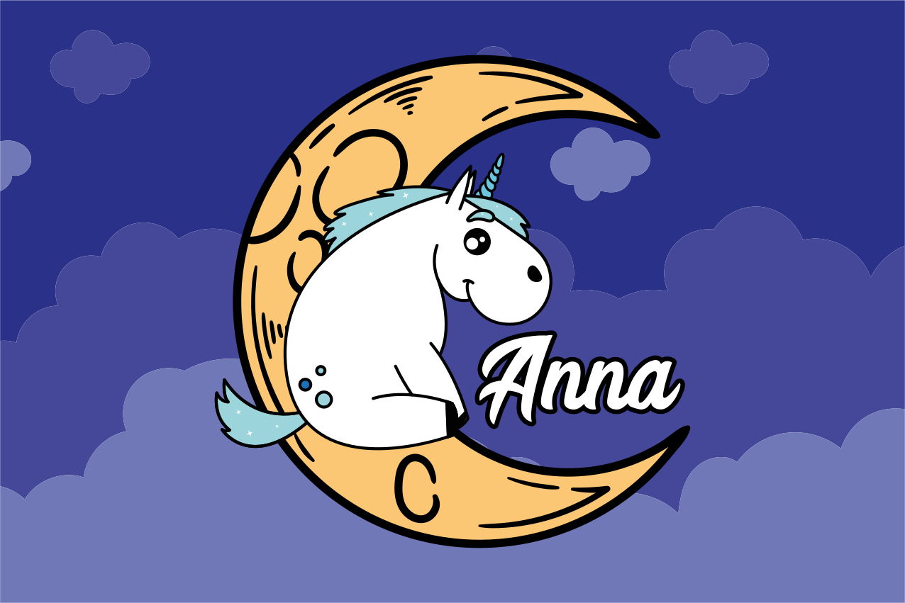 Children placemats unicorn moon night - TenStickers