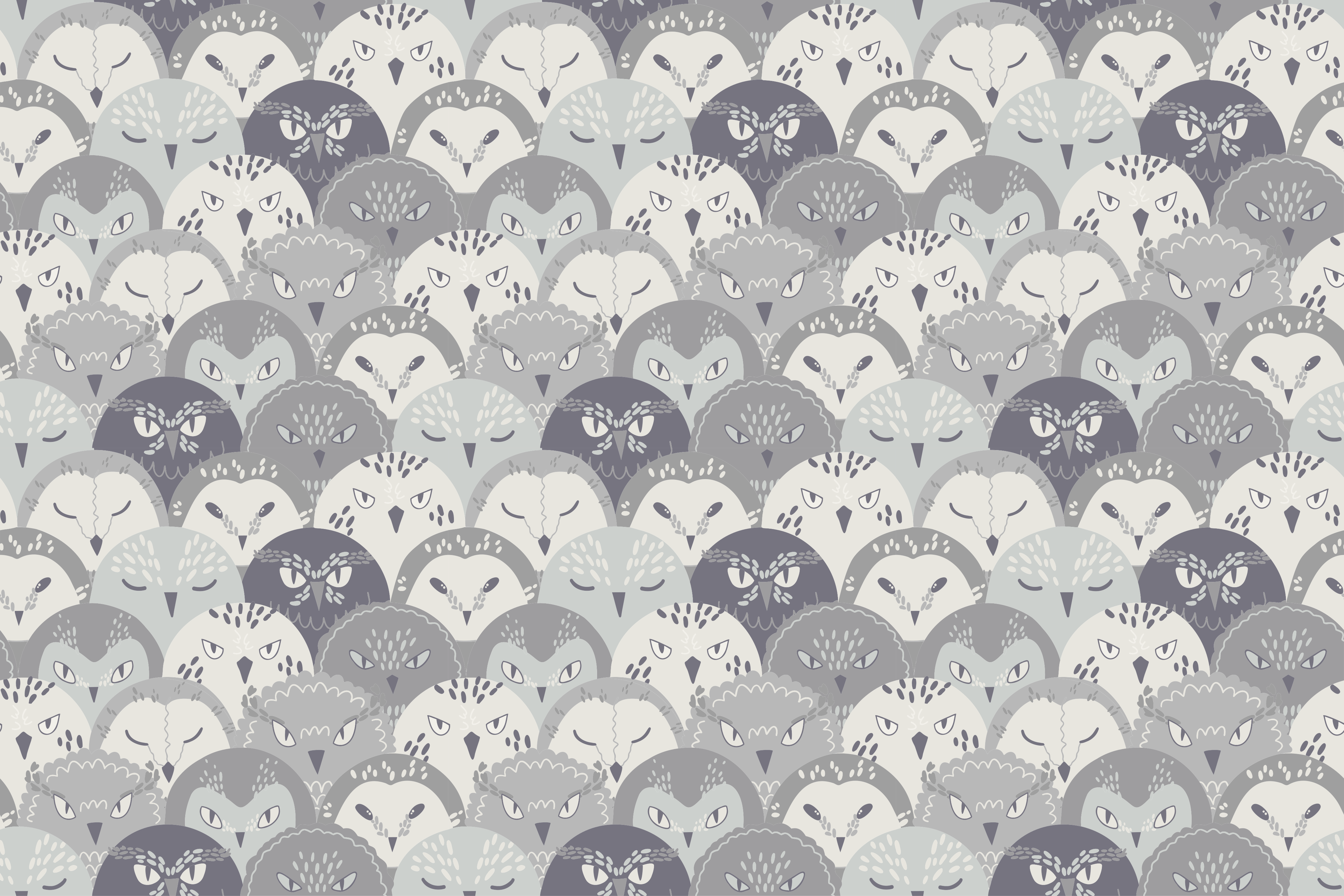 Gray owls in pattern original placemats - TenStickers