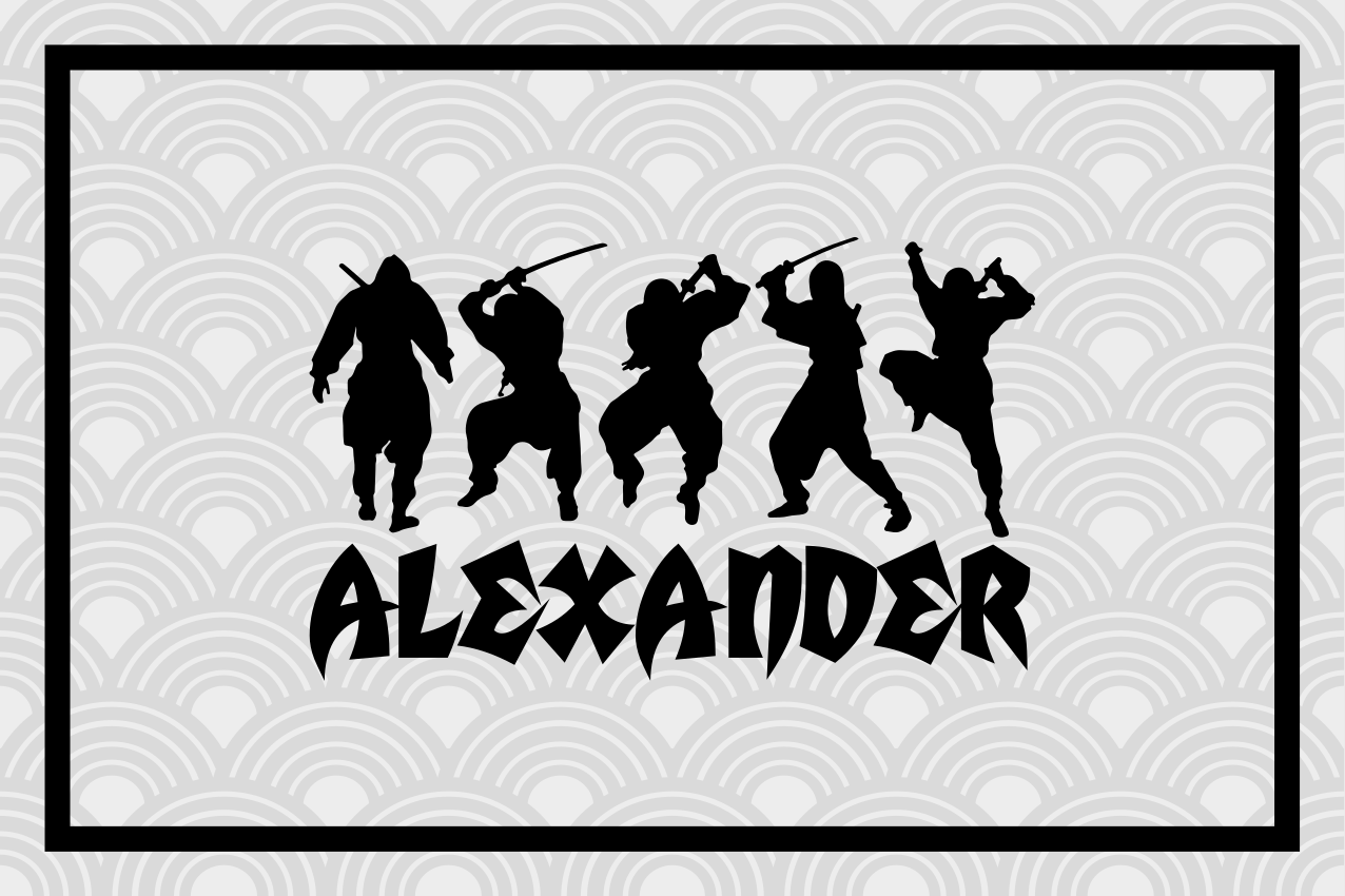 Personalised placemats ninja warrior silhouettes - TenStickers