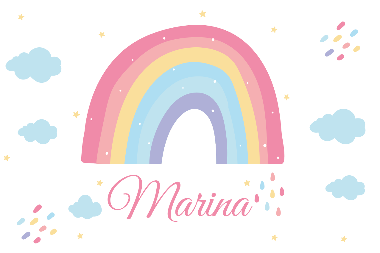 Children placemats rainbow with name - TenStickers