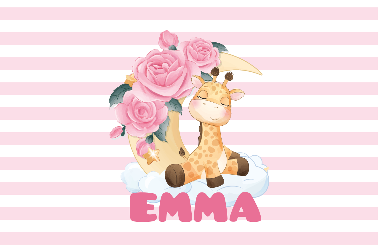 Children placemats giraffe with roses - TenStickers