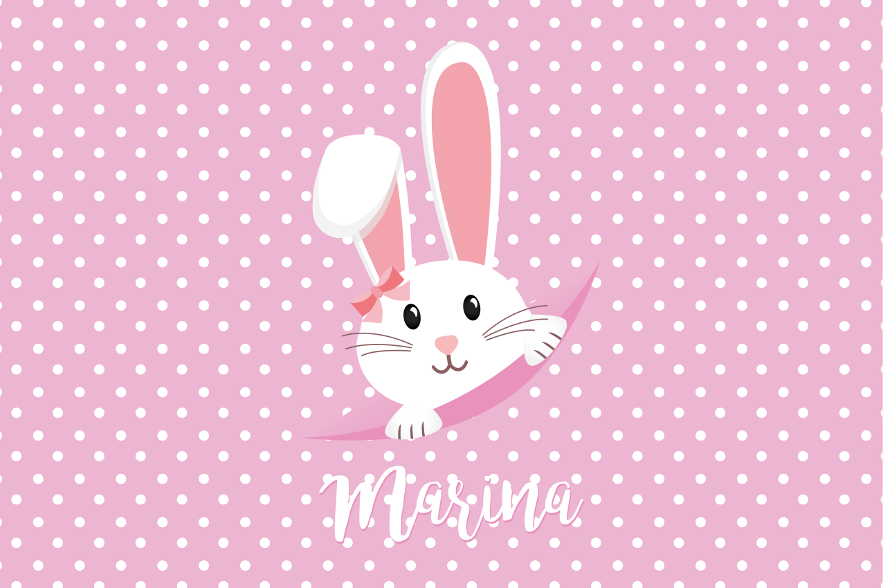 Children placemats bunny with bow - TenStickers