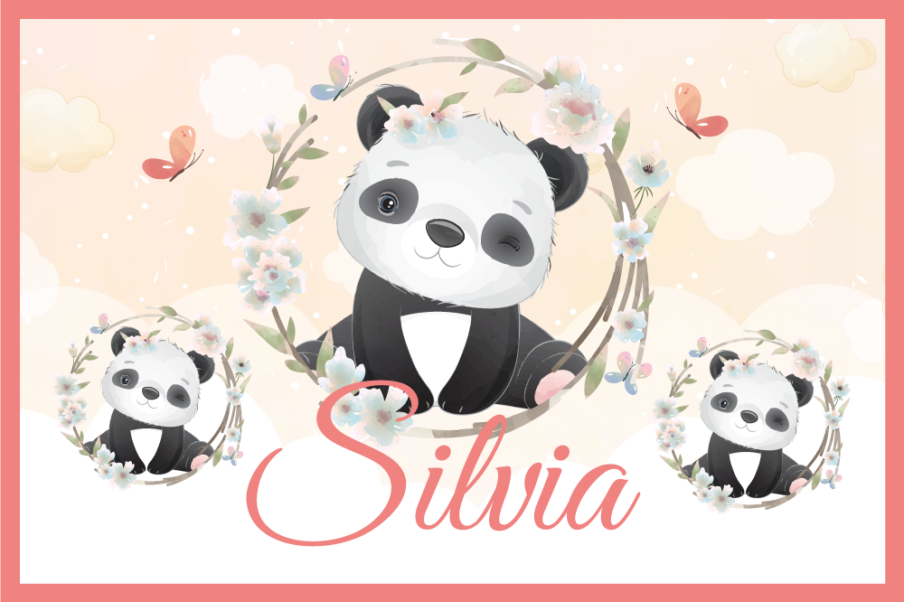 Children placemats charming panda arrangement - TenStickers