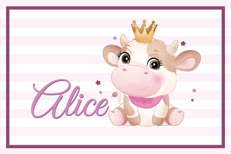 Children placemats cute cow character - TenStickers