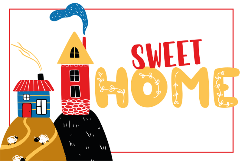 Children placemats colorful house scene - TenStickers