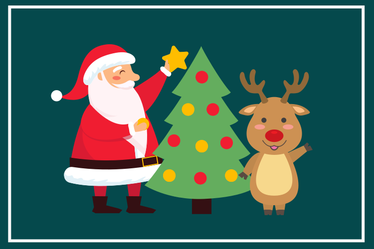 Christmas placemats santa and reindeer - TenStickers