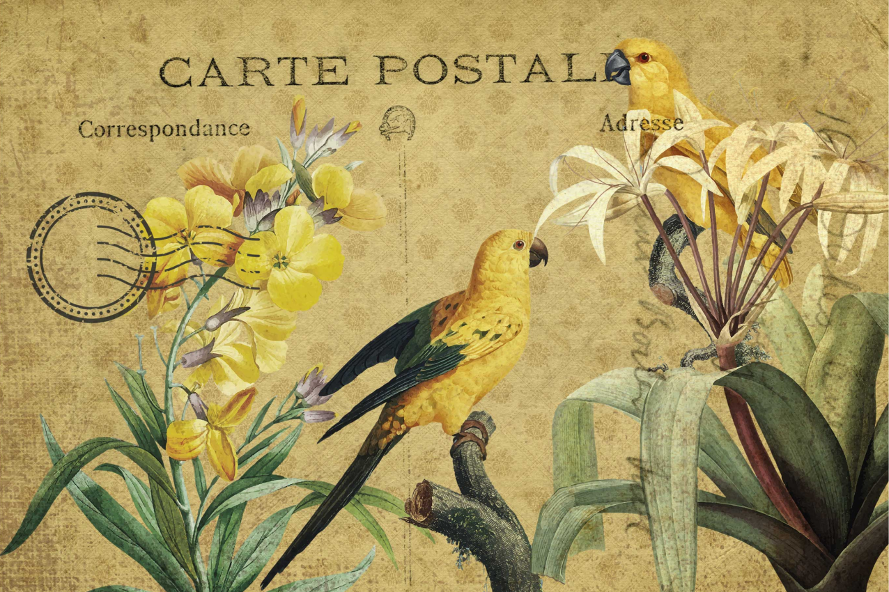 Original placemats vintage floral postcard design - TenStickers