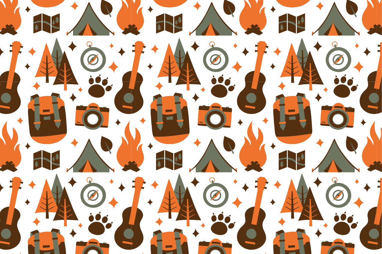 Children placemats camping adventure elements - TenStickers