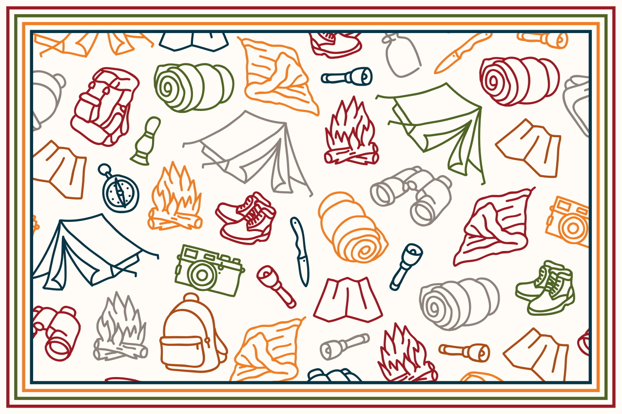 Original placemats camping adventure symbols - TenStickers
