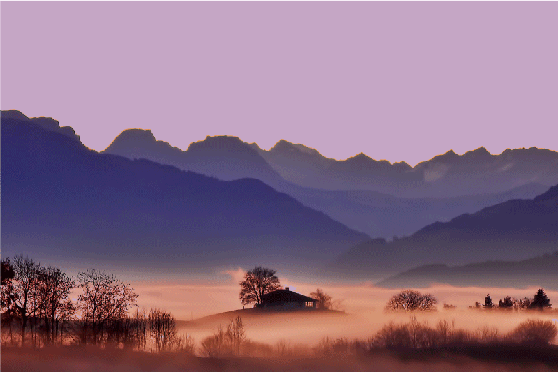 Modern placemats serene mountain landscape - TenStickers