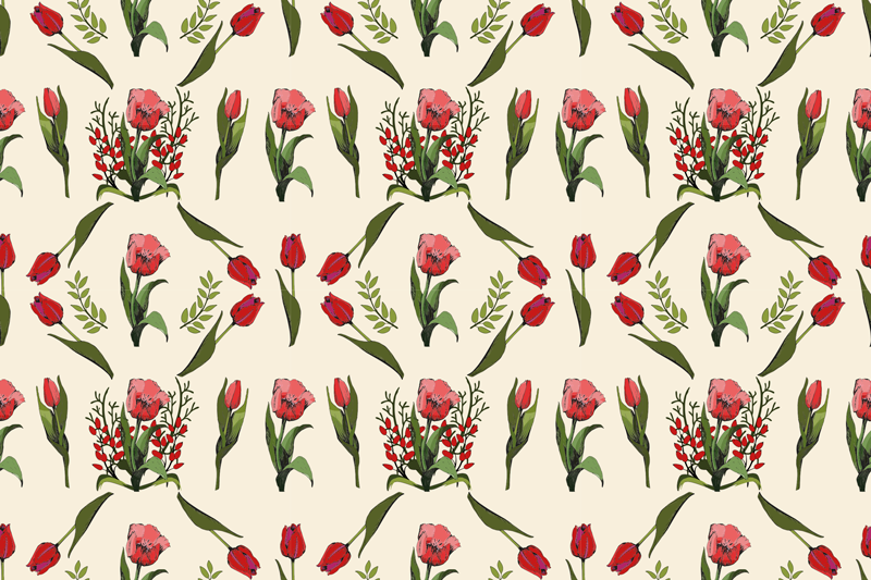 Original placemats red bowl floral design - TenStickers